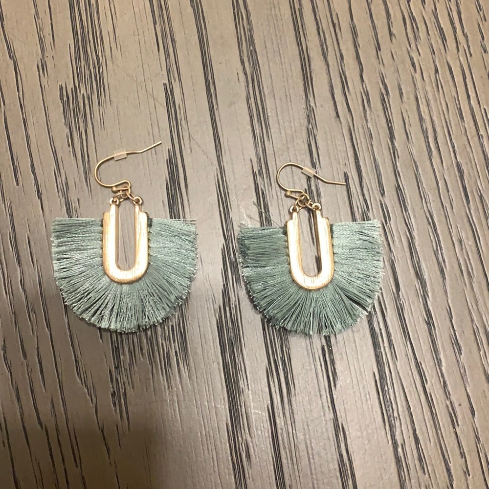 Sage & Gold Fringe Earrings